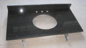 絶対黒い花崗岩アンダーマウントシングルシンクバスルームバニティトップス