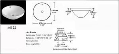 Overmount セラミック容器シンク (YLT-#6122)