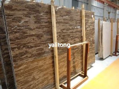 ベージュカットのコーストブラウン大理石スラブ