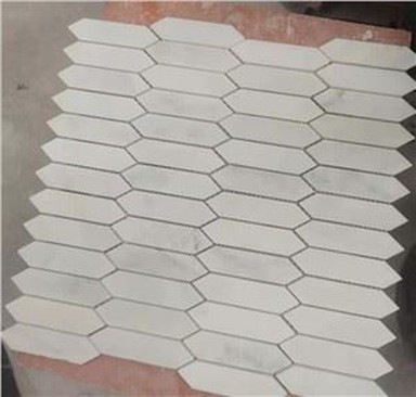 白い大理石のピケットモザイクタイル